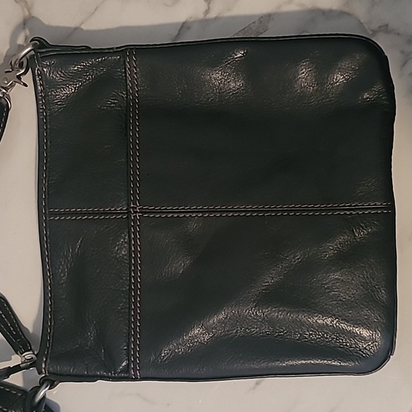 Fossil Cross Town Black Leather Slim Crossbody Messenger Bag Errands Practical - Picture 5 of 14